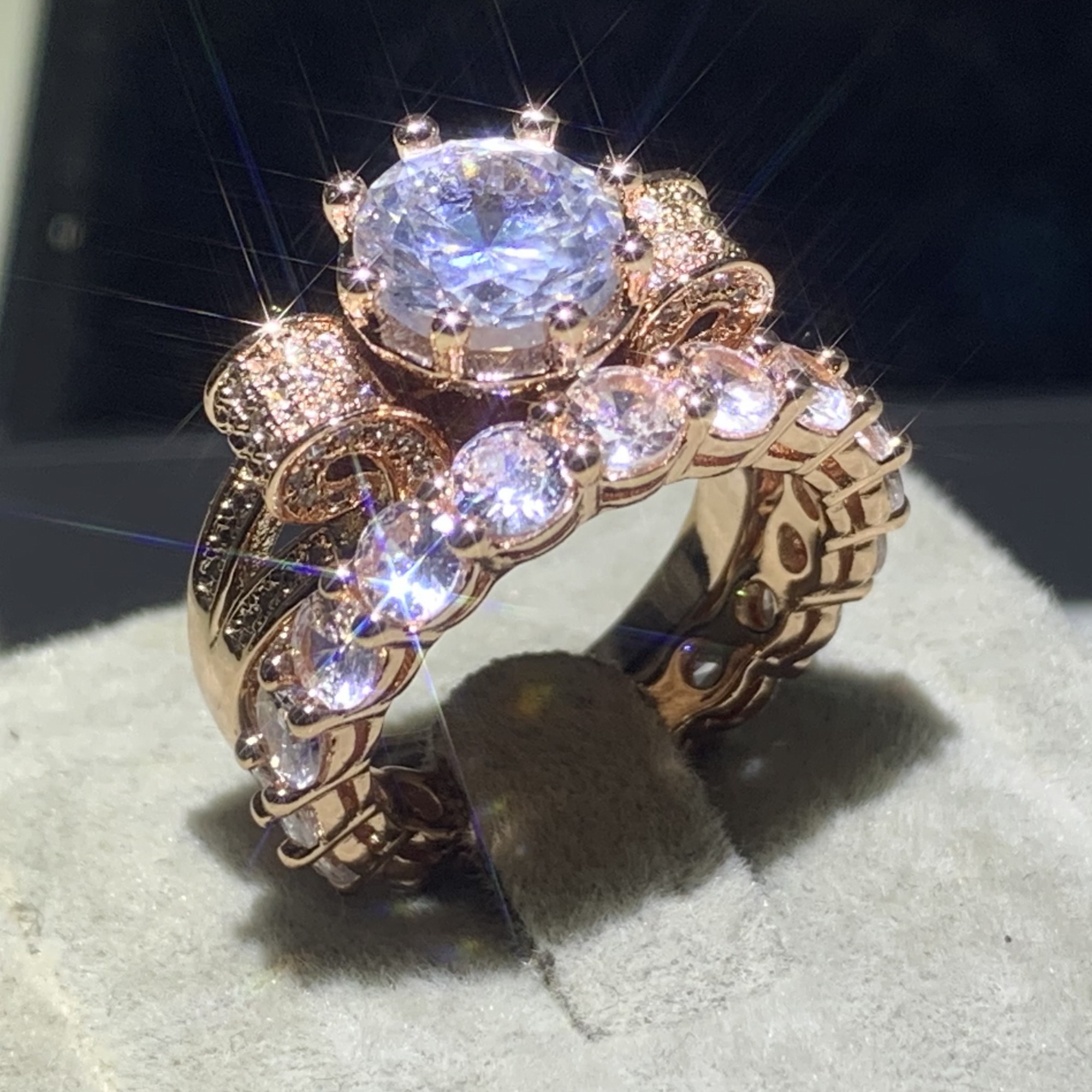 Stunning Sterg Sier & Rose Gold Fill Couple Rings Set - 2024