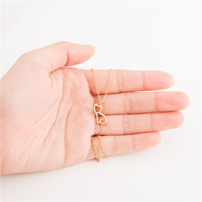 10PCS Cute Pet Cat Necklace Hollow Outline Minimalist Small Animal Lovely Pussy Kitty Cat Pendant Chain Necklaces for Women Couple