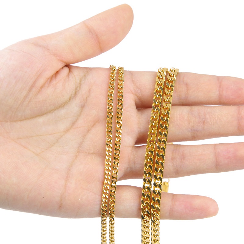 New Sier Miami Cuban Link Mens Hip Hop Gold Chain Necklaces Jewelry