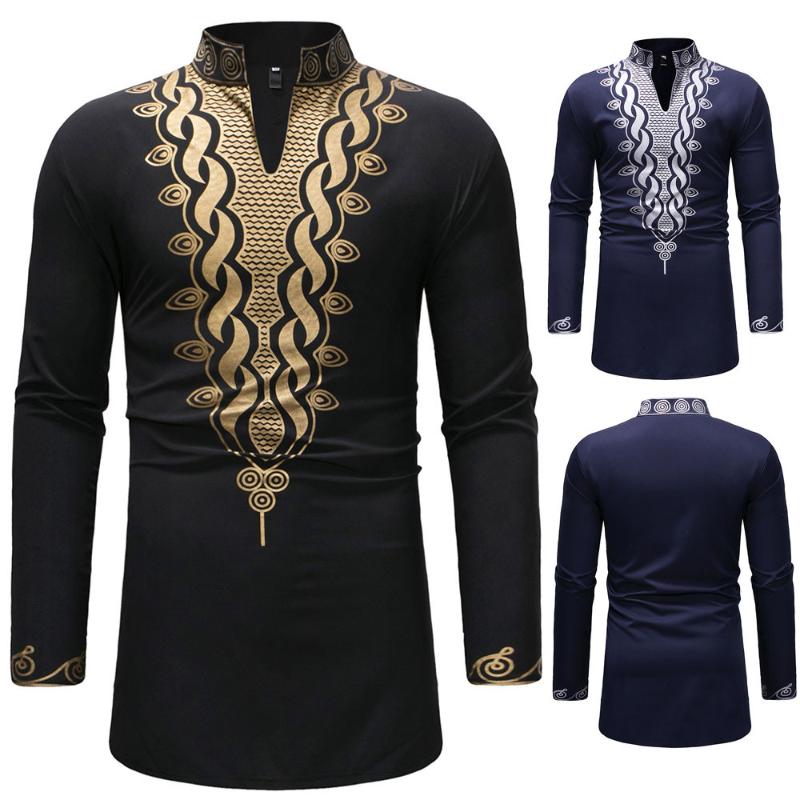 Mens Top Outfit African Men Clothes 2020 Riche African Clothing For Men Dashiki Full Sleeve Shirt For Roupa Masculina Z0306