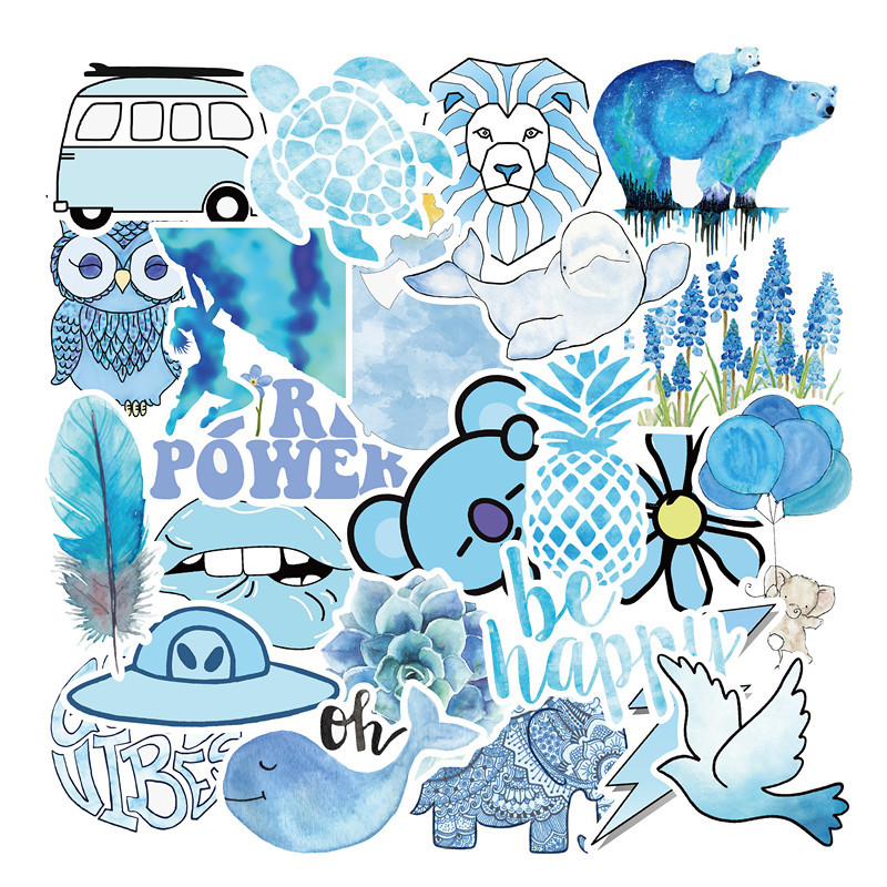 50pcs Lot Blue Fresh Small Art Waterproof Removable Pvc Stickers Laptop Skateboard Guitar Luggage Case Car Motorcycle Bike Graffiti Stickers
50pcs Lot Blue Fresh Small Art Waterproof Removable Pvc Stickers Laptop Skateboard Guitar Luggage Case Car Motorcycle Bike Graffiti Stickers