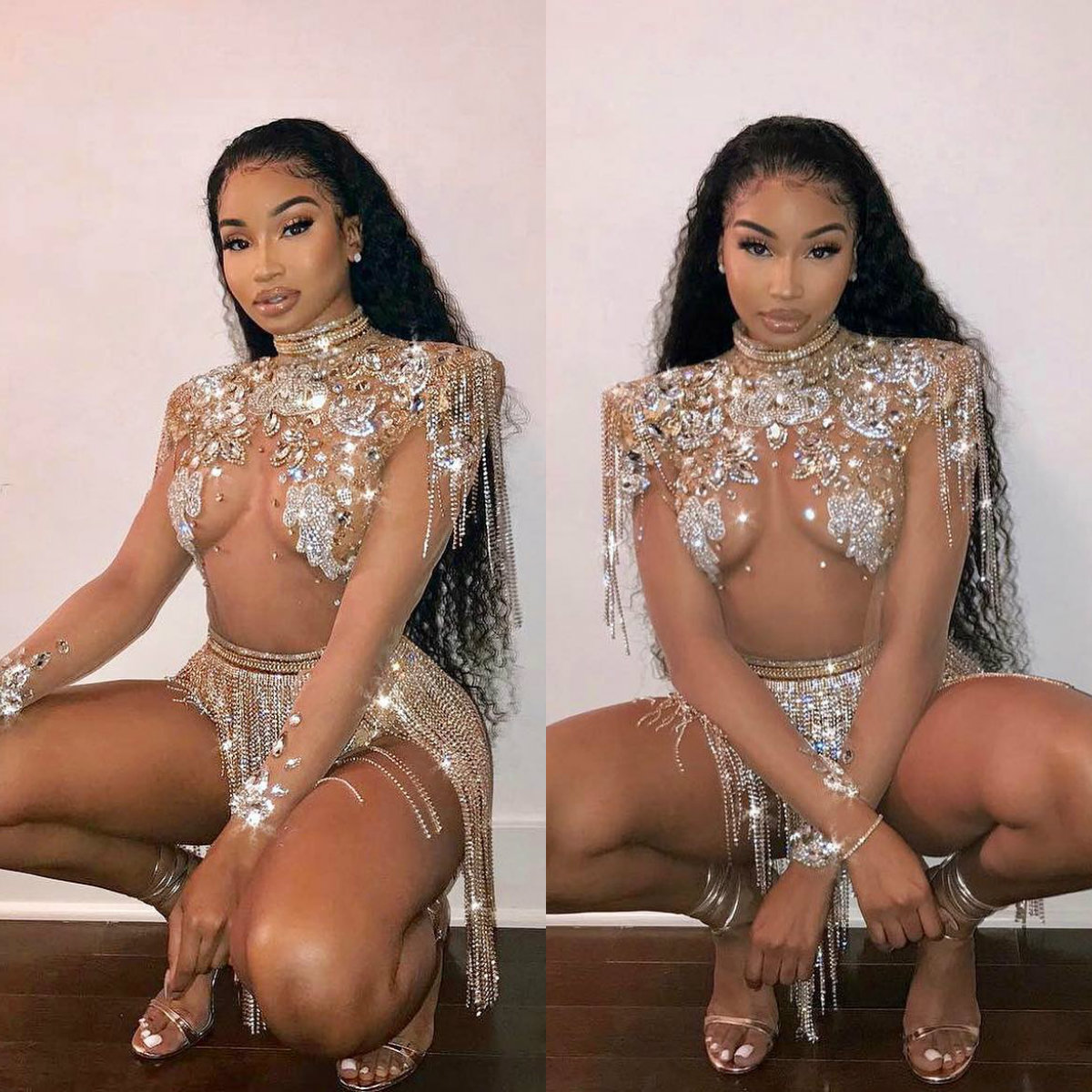 Saxy Enthusiastic Evening Dresses Rhinestone Applique Sequins Tassel Prom Dress Long Sleeve Illusion High Neck Short Special Occasion Dresses, Purple
Saxy Enthusiastic Evening Dresses Rhinestone Applique Sequins Tassel Prom Dress Long Sleeve Illusion High Neck Short Special Occasion Dresses, Purple