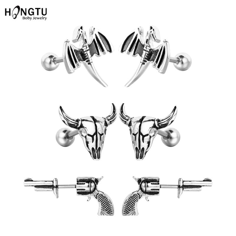 Punk Dragon Bull Gun Shape Cartilage Piercing Stud Jewelry Tragus Conch Rook Earlobe Screw Back Sutd Earrings 16G
Punk Dragon Bull Gun Shape Cartilage Piercing Stud Jewelry Tragus Conch Rook Earlobe Screw Back Sutd Earrings 16G