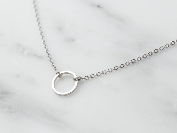 Gold Silver Simple Dainty Circle Necklace Open Circle Outline Necklace eternity karma circle round necklace jewelry