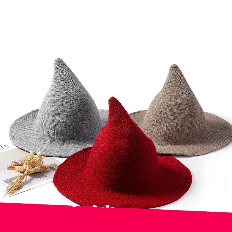 Fisherman Knit Cap Female Cashmere Wool Witch Pointed Halloween Hat Autumn Winter Adult Hat 6 color
Fisherman Knit Cap Female Cashmere Wool Witch Pointed Halloween Hat Autumn Winter Adult Hat 6 color