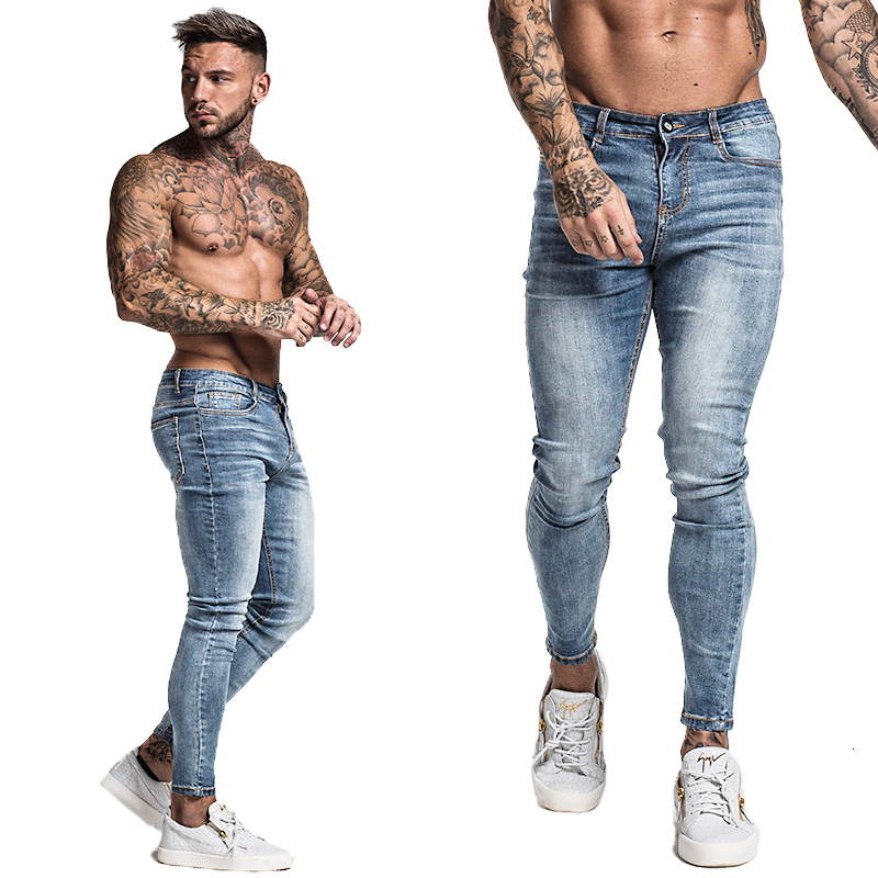 Mens Skinny Jeans 2019 Super Skinny Jeans Men Non Ripped Stretch Denim Pants Elastic Waist Big Size European W36 zm01 LY191210