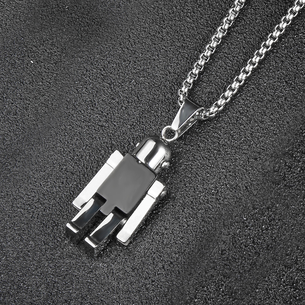 Boy Men's Active Limbs Robots Pendant Necklace Stainless Steel 18K Gold Plated Charm Person Pendants Jewelry