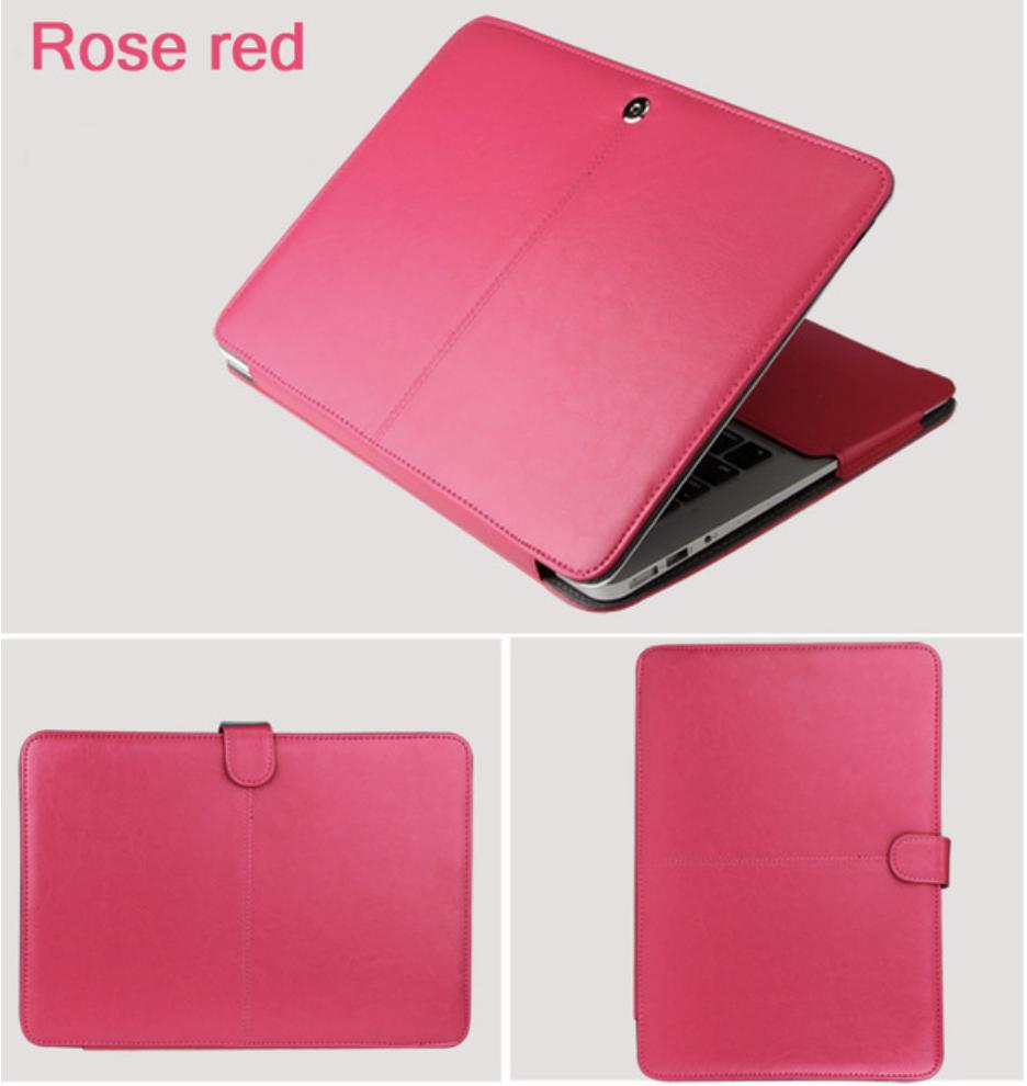 

PU Leather Case for Macbook Air 11 Air 13 Pro 13 Pro 15'' New Retina 12 13 15 Case Cover for Apple Macbook 14" 13.3"15.4" 15.6"-Rose Red