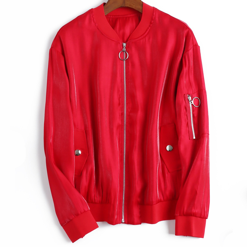 Autumn new women' jackets solid color reflective round neck zipper baseball uniform fashion casual coats S18SS2A077, Blue
Autumn new women' jackets solid color reflective round neck zipper baseball uniform fashion casual coats S18SS2A077, Blue