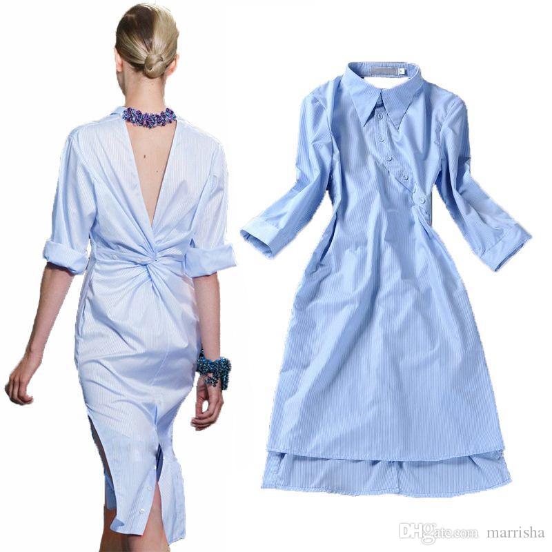 Designer Dress New 2019 Runway Fashion Women Novelty Back V Open Asymmetrical Designer Shirt Dress, Blue
Designer Dress New 2019 Runway Fashion Women Novelty Back V Open Asymmetrical Designer Shirt Dress, Blue