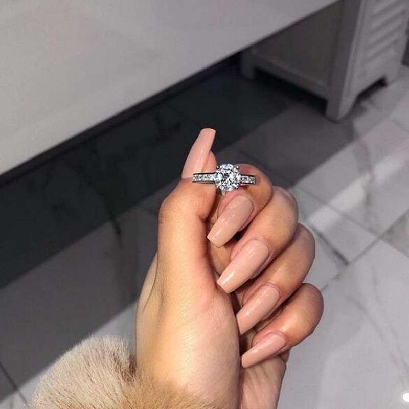 Classical Simple Fashion Jewelry Real 925 Sterling Silver High Quality Round Cut White Topaz CZ Diamond Promise Women Wedding Band Ring Gift