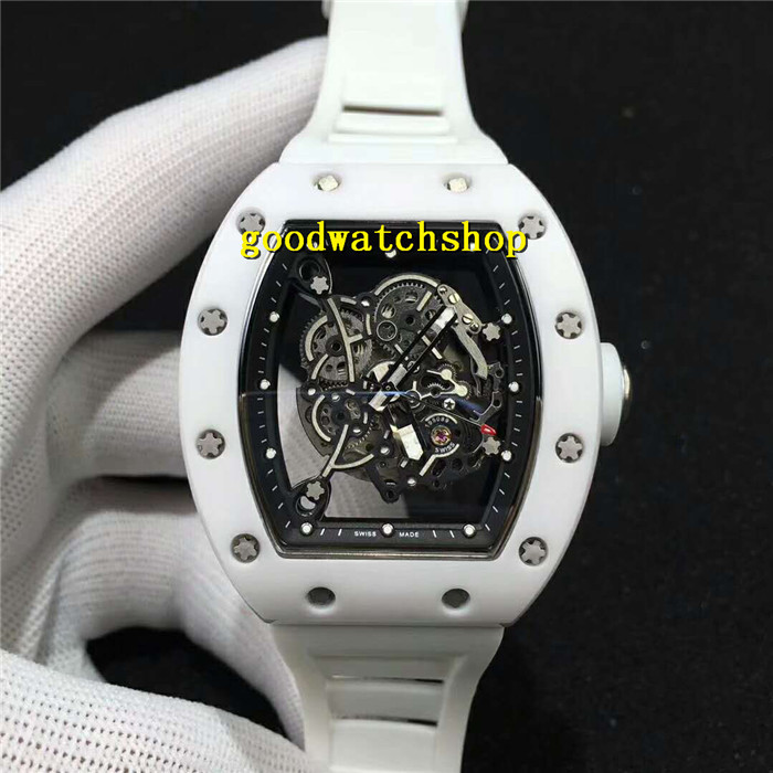 Top RM055 Watch White Ceramic Mens Watch Tonneau Wristwatch openworked Swiss Automatic 28800 vph Sapphire Waterproof luminous Rubber Strap
Top RM055 Watch White Ceramic Mens Watch Tonneau Wristwatch openworked Swiss Automatic 28800 vph Sapphire Waterproof luminous Rubber Strap
