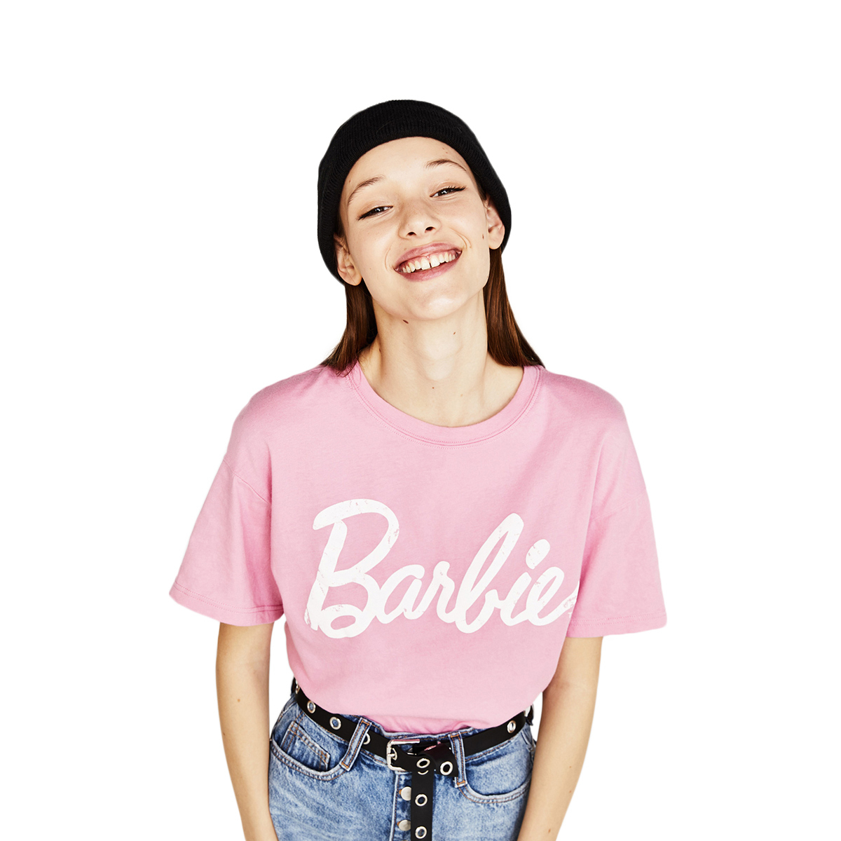 Hyh Haoyihui New Fashion 2018 Women Light Pink Casual Sweet T-shirts Character Print Short Sleeve T-shirt Female O-neck Tops Y19060601