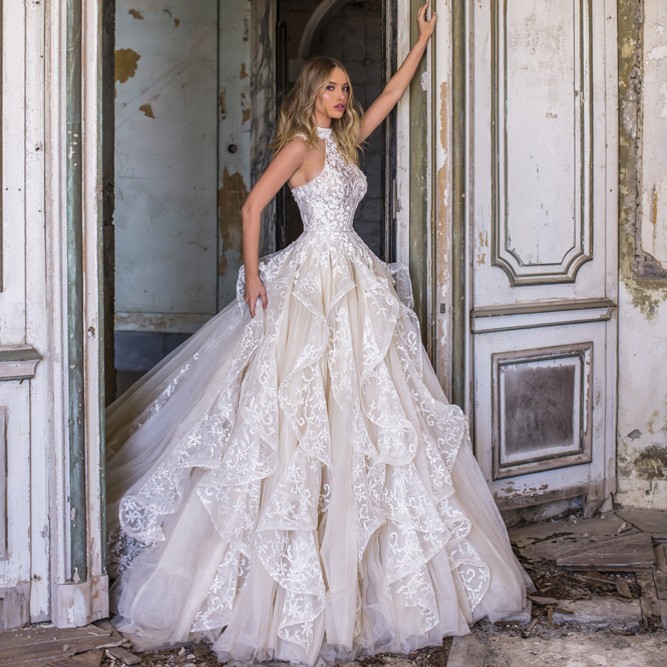 Elegant High Neck Lace Appliques A-e Wedding Dress Plus Size