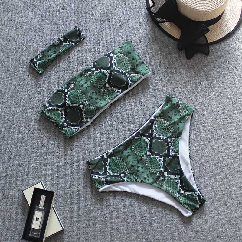 Women Bikini Set Sexy Snake Print Bandeau Bikini With Choker Female Summer Swimsuit Swimwear Bathing Suit Biquinis High Waist
Women Bikini Set Sexy Snake Print Bandeau Bikini With Choker Female Summer Swimsuit Swimwear Bathing Suit Biquinis High Waist
