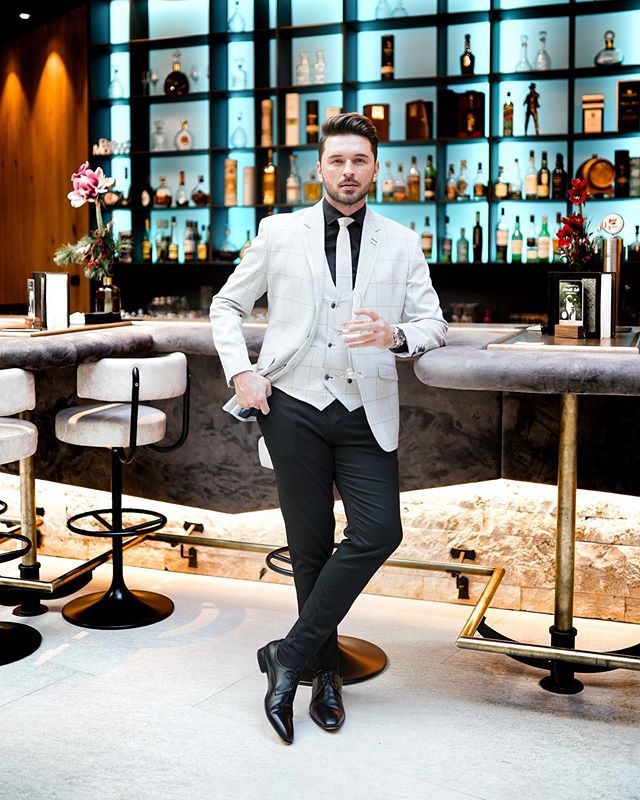 Summer Classic Check Mens Groom Wedding Suits Groom Slim Fit Two Button Peaked Lapel Formal Work Prom Office Blazer Jacket(Jacket+Vest)