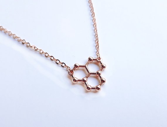 Ice Hydro Water H2O Molecule Structure pendant chain Necklace STEM Science Chemistry Hormone Formula Dopamine Molecular Necklaces