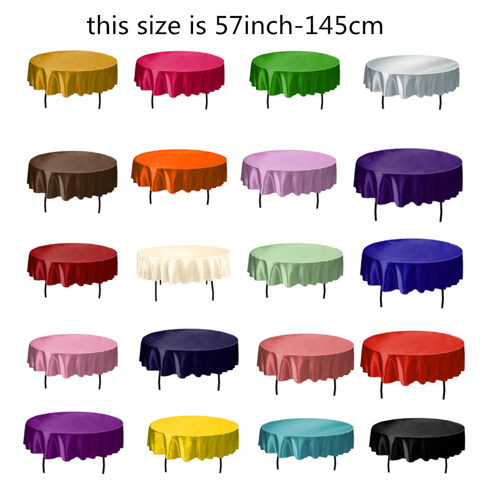 Table cloth 1pcs Satin Tablecloth 57''90''120'' White Black Solid Color For Wedding Birthday Party