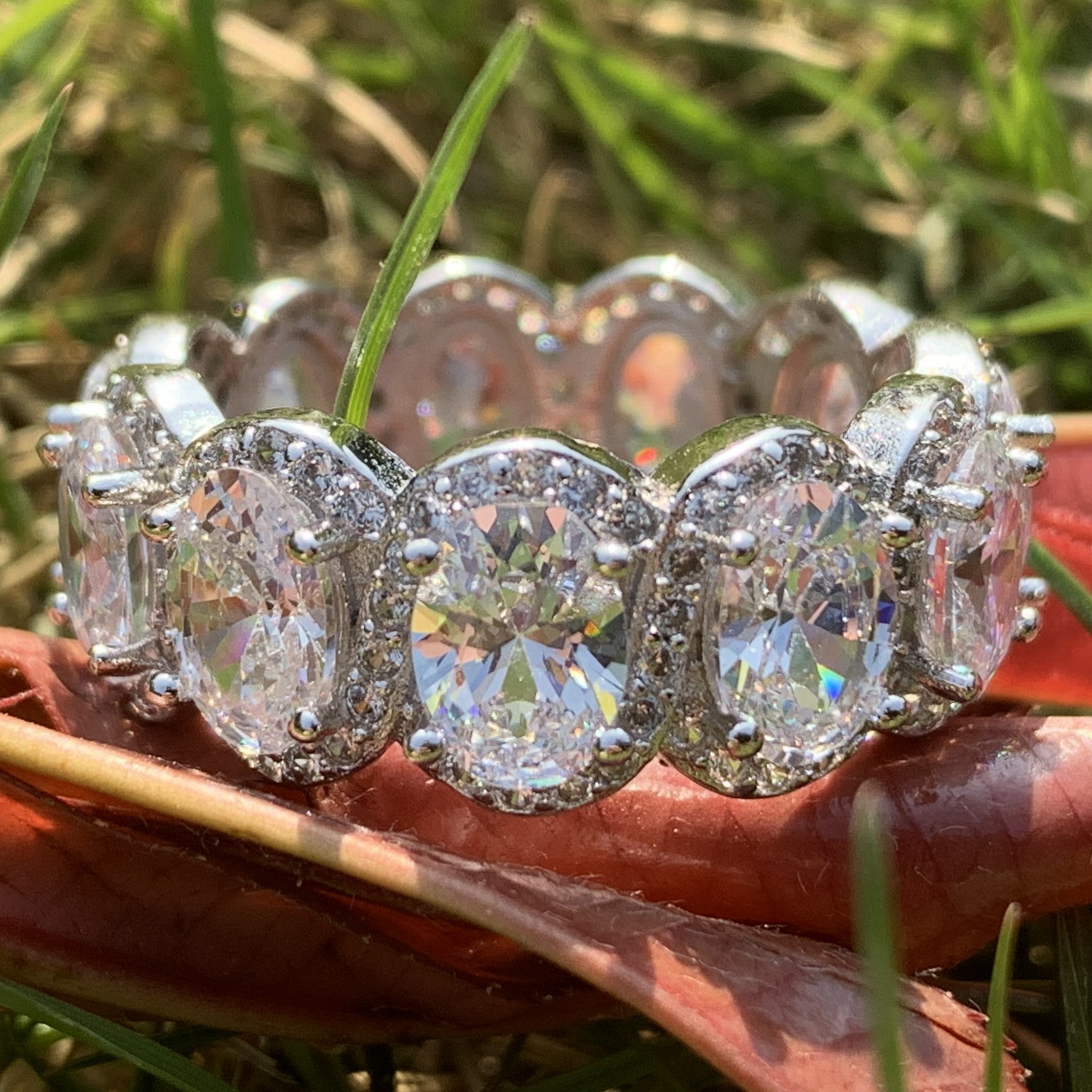 Size 5-11 New Arrival Luxury Jewelry 925 Sterling Silver Oval Cut White Topaz Promise Rings CZ Diamond Women Wedding Band Ring for Women