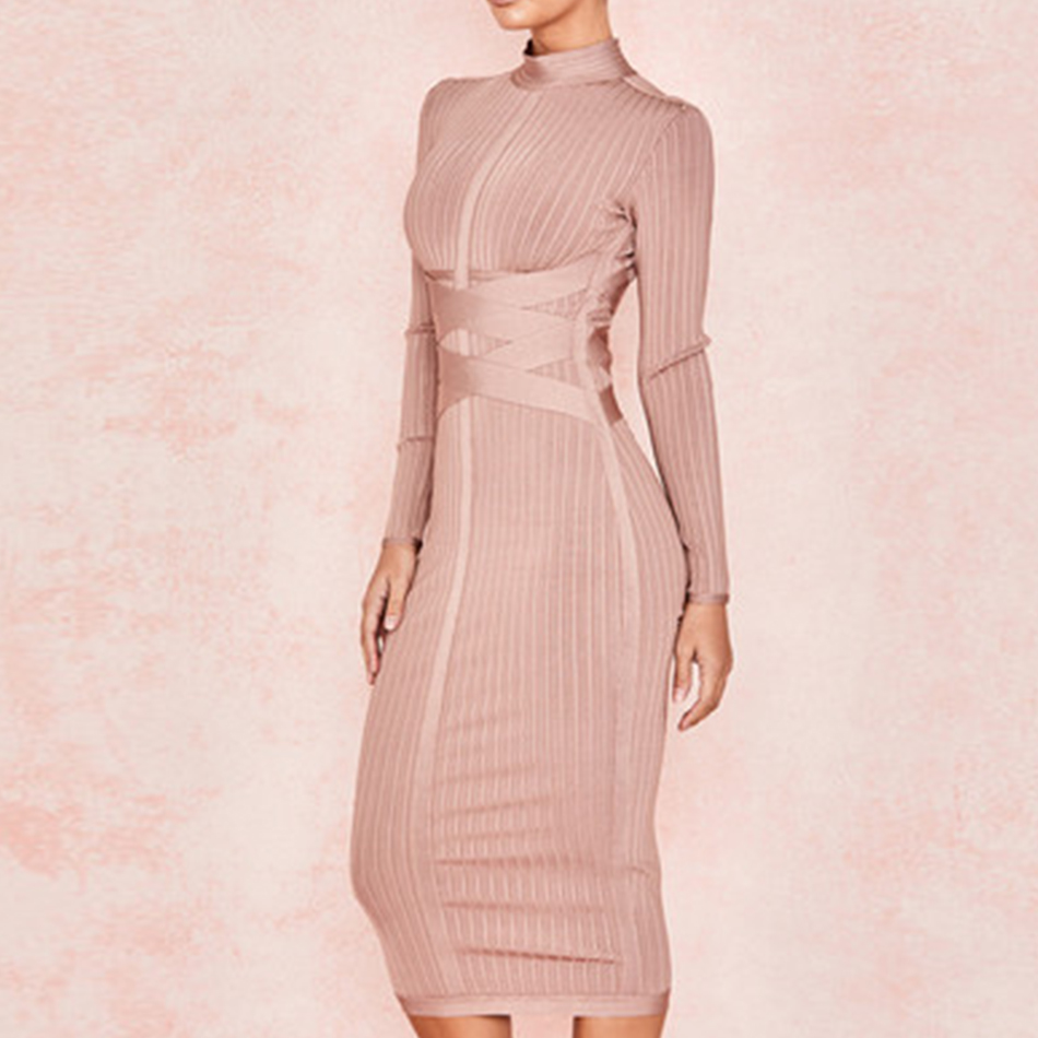 Newest Fashion Celebrity Party Bodycon Bandage Dress Women Long Sleeve O-Neck Elegant Sexy Night Out Club Dress Women Vestidos