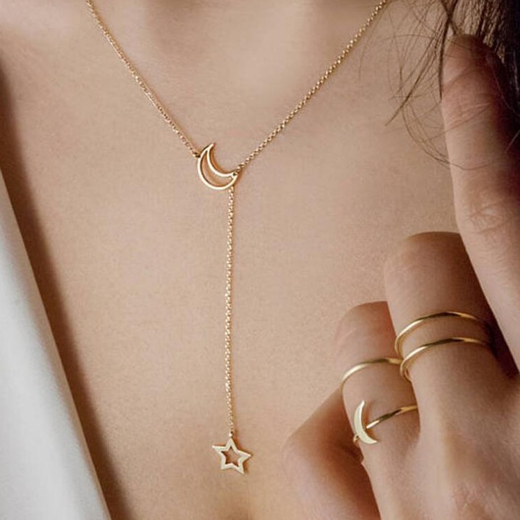 Fashion Pendant Choker Necklace Moon Star Alloy Chain Collar Necklace For Women Party Jewelry Gold Silver Color, Golden;silver
Fashion Pendant Choker Necklace Moon Star Alloy Chain Collar Necklace For Women Party Jewelry Gold Silver Color, Golden;silver