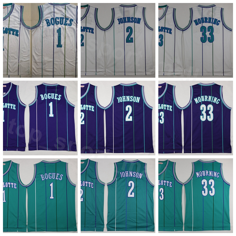 Men Vintage Basketball Alonzo Mourning Jersey 33 Tyrone Muggsy Bogues 1 Larry Johnson 2 Green White Purple Team Stitched Good Quality, Black;red
Men Vintage Basketball Alonzo Mourning Jersey 33 Tyrone Muggsy Bogues 1 Larry Johnson 2 Green White Purple Team Stitched Good Quality, Black;red