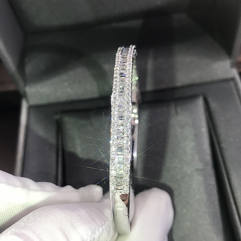 Sterg Sier Full Princess Cut Topaz CZ Eternity Bangle for Women 4