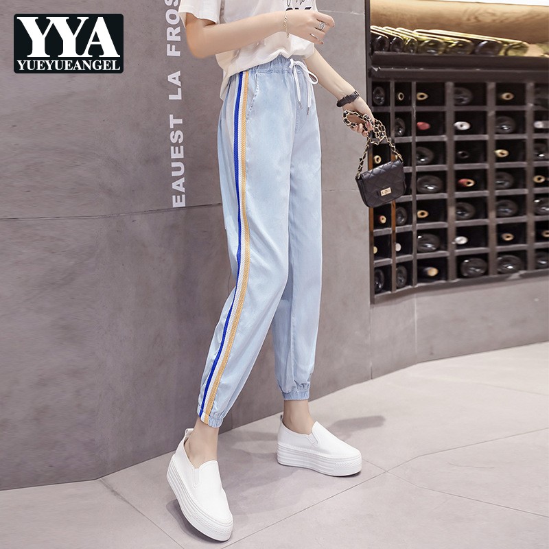 Summer Women Ankle Length Elastic Waist Jeans Casual Streetwear Side Striped Harem Pants Trousers Ladies Joggers Denim Pants, As photo
Summer Women Ankle Length Elastic Waist Jeans Casual Streetwear Side Striped Harem Pants Trousers Ladies Joggers Denim Pants, As photo