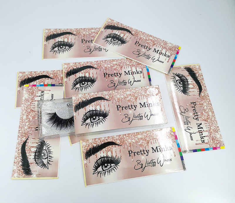 200pcs Eyelashes stickers Business Cards Custom Clear Wedding Labels Mink Lashes Paper Lipgloss Tubes Sticker