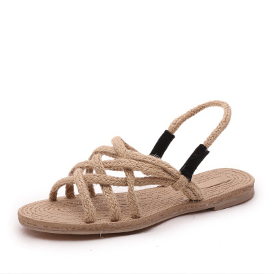 Hot Sale-2019 Cane Shoes New Summer Rope Sandals For Women Fashion Ladies Open Toe Fisherman Shoes Female flats