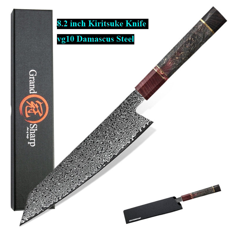 Grandsharp 8.2'' Damascus Kitchen Knife Handmade Chef Knife 67 Layers VG10 Japanese Damascus Steel Kiritsuke Kitchen Knife Gift Box
Grandsharp 8.2'' Damascus Kitchen Knife Handmade Chef Knife 67 Layers VG10 Japanese Damascus Steel Kiritsuke Kitchen Knife Gift Box