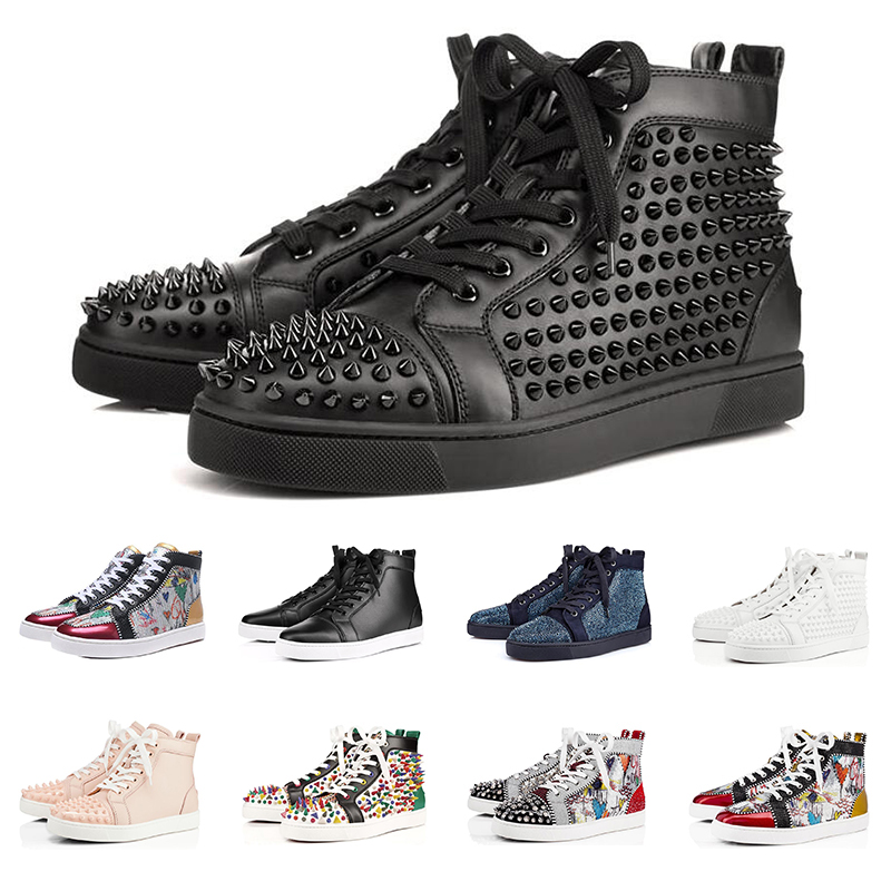 New Fashion Luxury sneakers designer shoes red bottoms for men women high cut Spikes Party Lovers Genuine Leather casual rivet Sneaker, Black
New Fashion Luxury sneakers designer shoes red bottoms for men women high cut Spikes Party Lovers Genuine Leather casual rivet Sneaker, Black
