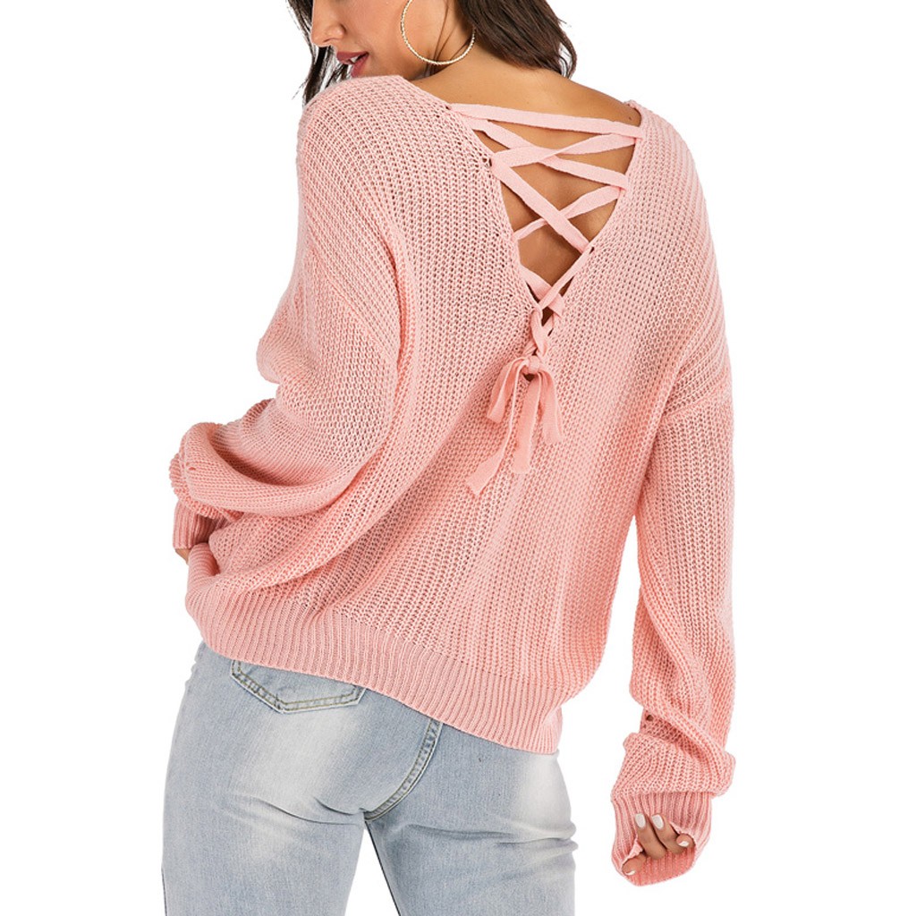 Sexy V Neck Women Sweaters Hollow Out Knitted Sweater Back Cross Knitwear Jumper Soft Female Tops Long Sleeve Oversized Sweater, As pic
Sexy V Neck Women Sweaters Hollow Out Knitted Sweater Back Cross Knitwear Jumper Soft Female Tops Long Sleeve Oversized Sweater, As pic