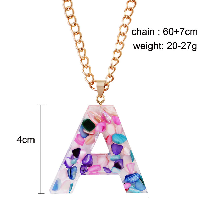 New Arrival Multicolor Acrylic Acetic Acid Sheet Pendant Long Chain Necklace 26 Initial Letter Necklace Fashion Jewelry for Women