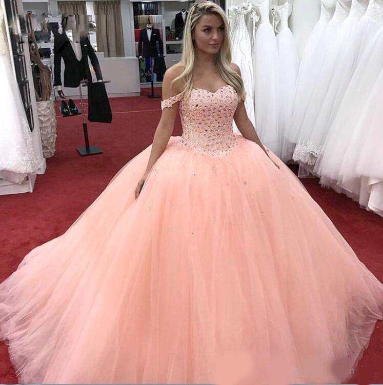 2020 Peach Sweetheart Quinceanera Dresses ball gown Appliques Lace Up Sweet 16 Dresses Vestidos De 15 Years