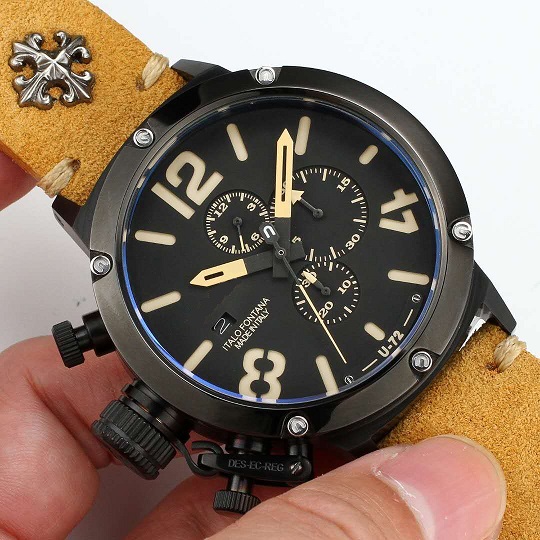 46mm big size CHRONOGRAPH working dark style cool MEN WATCH JAPAN QUARTZ wristwatch Classico LIMITED EDITION u-72 waterproof des-ec-reg, Slivery;brown
46mm big size CHRONOGRAPH working dark style cool MEN WATCH JAPAN QUARTZ wristwatch Classico LIMITED EDITION u-72 waterproof des-ec-reg, Slivery;brown