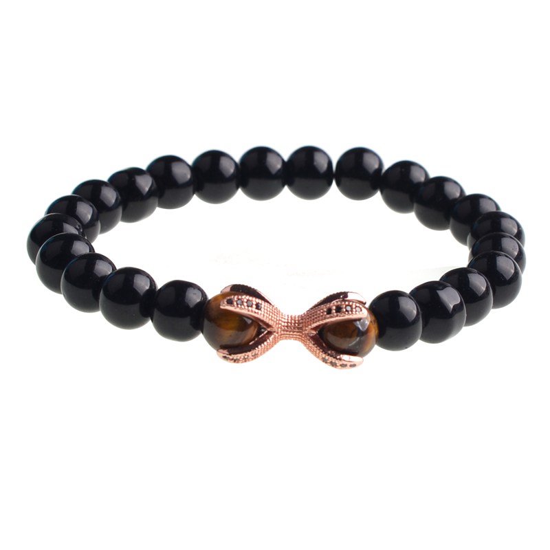 Black agate bracelet Micro inlaid zircon octagonal alloy bracelet men and women personality popular bracelet