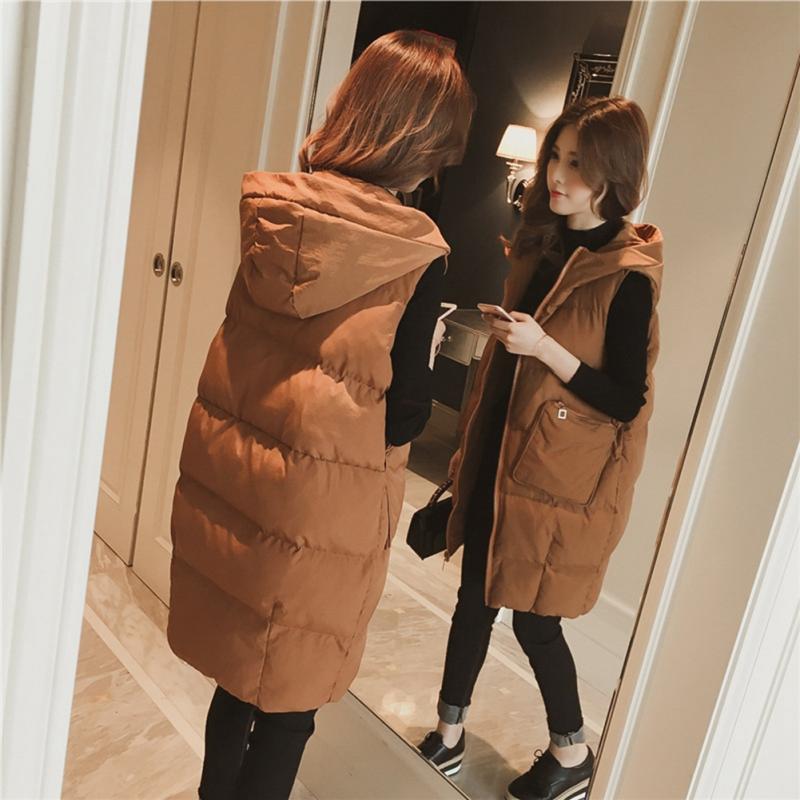 Women Hooded Long Vest Jacket Gilet Sleeveless Waistcoat Womens Outerwear with Hood