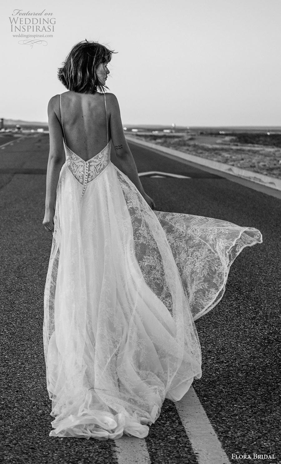 flora bridal bohemia wedding dresses spaghetti straps lace appliques backless plus size bridal gowns beach boho robe de marie