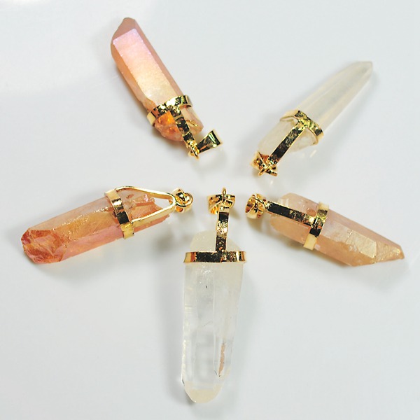 Natural Quartz Crystal Column Pendant Crystal Cluster Necklace Ladies Jewelry Collection Popular Atmosphere Simple