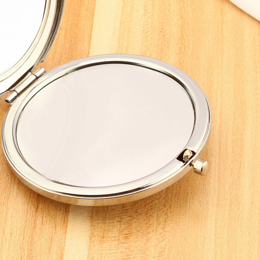 Round Silver Mini Compact Mirrors Women Lady Girl Mini Beauty Metal Make Up Cosmetic Makeup Round Pocket Mirror Espejo De Bolsillo Redondo De Maquilla