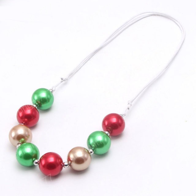 handmade girls chunky beaded necklace christmas style bubblegum kids rope chain necklace adjustable for child jewelry