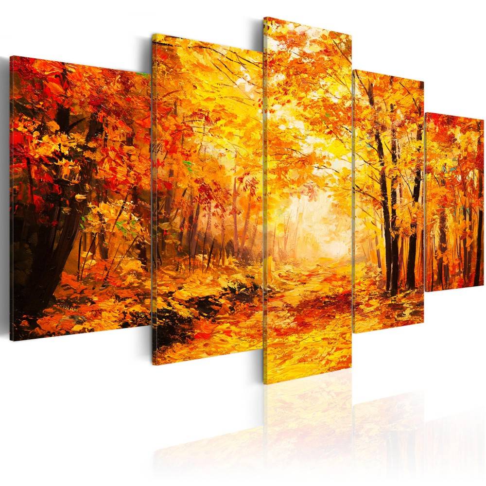 5 Panel Beautiful Waterfall Landscape Painting Flowers Modern Pictures on Canvas Modern Living Room Office Decoration,No Frame