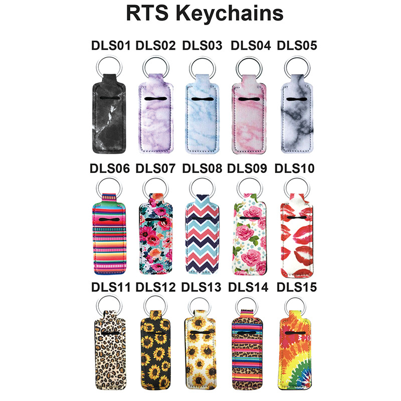 15Styles RTS Keychain Stylish Neoprene Chapstick Holder printed Handy Lip Balm Keychains Neoprene Lipstick Holder pouch Keychain FFA4097
15Styles RTS Keychain Stylish Neoprene Chapstick Holder printed Handy Lip Balm Keychains Neoprene Lipstick Holder pouch Keychain FFA4097