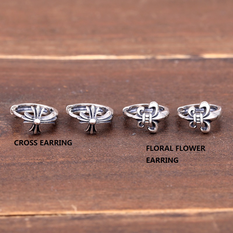 Personalized new 925 sterling silver vintage jewelry American European antique silver hand-made designer punk floral cross earrings 
Personalized new 925 sterling silver vintage jewelry American European antique silver hand-made designer punk floral cross earrings
