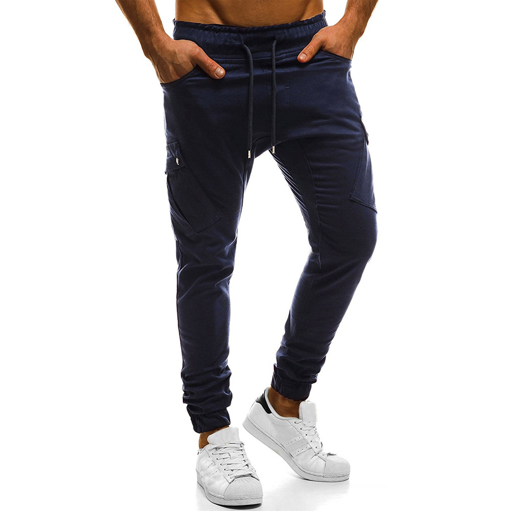 New Brand Casual Pants Slanting Pockets Elastic Waist Male Trousers Men High Quality Joggers Leggings Pencil Pants Euro