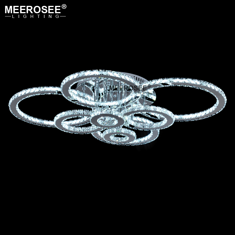 Modern K9 Chandeliers Light Crystals Ceiling Lamp Fixture Silver Stainless steel Home Lighting for stairs Dimmable with Remote Control