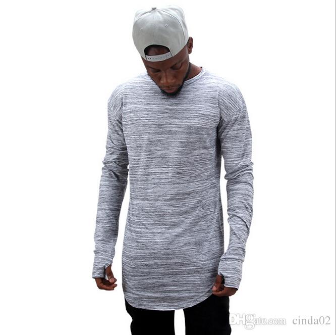 new fashion t shirts extend hip hop street tshirt men long sleeve oversize design hold hand