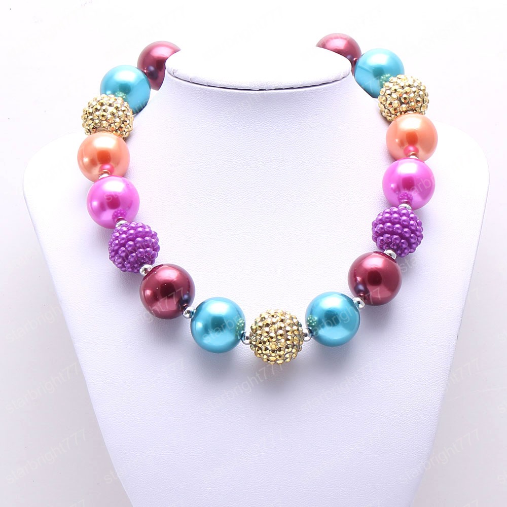New Arrival Kids Child Chunky Beads Necklace Cute Girls Toddler Bubblegum Necklace Handmade Jewelry