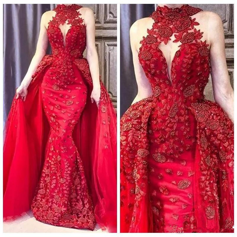 2020 Vintage Red Lace Detachable Train Evening Dresses High Neck Appliques Beaded Red Carpet Dress Saudi Arabic DuBai Celebrity Prom Gown, Light sky blue
2020 Vintage Red Lace Detachable Train Evening Dresses High Neck Appliques Beaded Red Carpet Dress Saudi Arabic DuBai Celebrity Prom Gown, Light sky blue